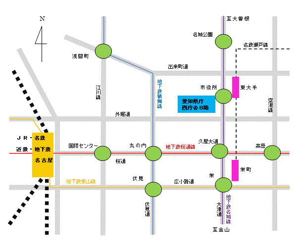 地図:公立学校共済組合愛知支部への行き方