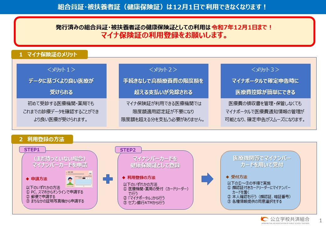 図:組合員証・被扶養者証(健康保険証)は12月1日で利用できなくなります(1)