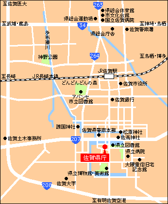 地図:佐賀駅からのアクセスマップ